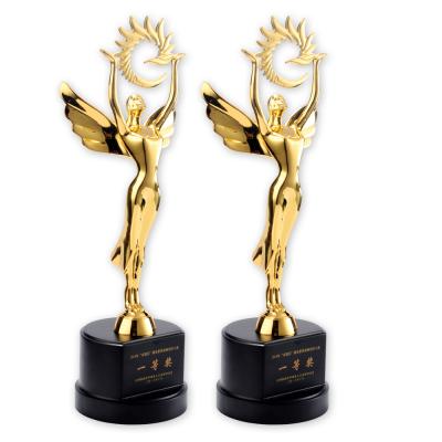 China New Design Europe Metal Phoenix Angel Trophies And Awards For Souvenir Electroplating Gift for sale