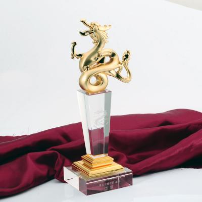 China Wholesale New Design China Logo Printed Metal Dragon Boat Crystal Dragon Boat Contest Awards Custom Racing Trophy for sale