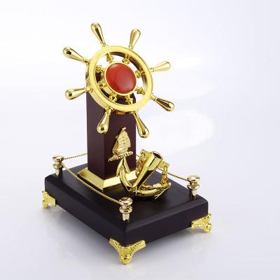 China Europe Good Quality Metal Helmsman Ship Souvenir Desktop Gifts For Shipping Company Gift for sale