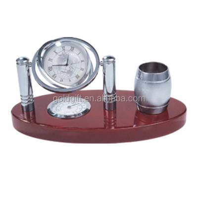 China Africa Excellent Quality Luxury Office Stationery Office Gift with Clock, World Globe, Pen Holder, Notebook for sale