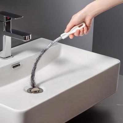 China Bendable Snake Shaped Bendable Sewer Kitchen Sink Stick Floor Dirt Device Viable Clogged Dredging Cleaning Hair Brush for sale