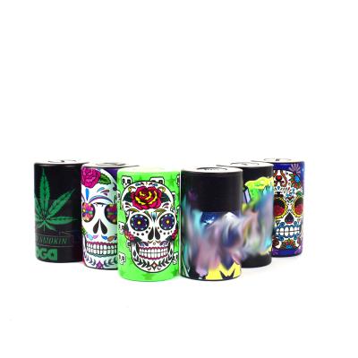 China Plastic Cigarette Tobacco Mapleleaf Smell Proof Skull Container Jar Viable Herbal Smoke Accessory Storage Custom for sale