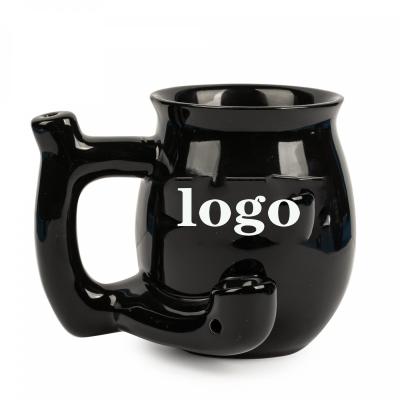 China New design custom logo cartoon smoke minimalist small 2 in 1 coffee cup weed creamic pipe for sale