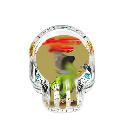 China Ashtray cartoon custom weed smoking accessories crystal porcelain round skull cenicero glass ashtray for sale