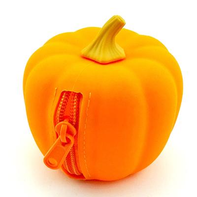 China Eco-friendly Material Recyclable Silicone Pumpkin Coin Purse Cute Coin Storage Bag To Carry With You Key Chain Wallet for sale