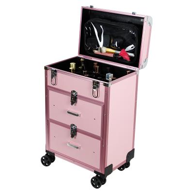 China Detachable aluminum box beauty makeup pull rod fashion profession trolley travel beauty cosmetic for sale