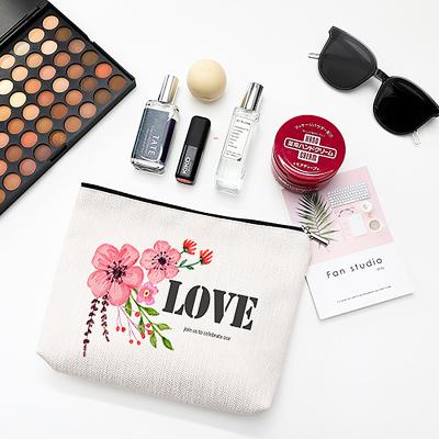 China Fashion Customizable Digital Printing Makeup Bag Large Capacity Waterproof Canvas Foldable Cosmetic Bag for sale