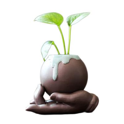 China Chinese style custom decorative ceramic flower pot home wholesale Buddha hand flower pot decoration for sale