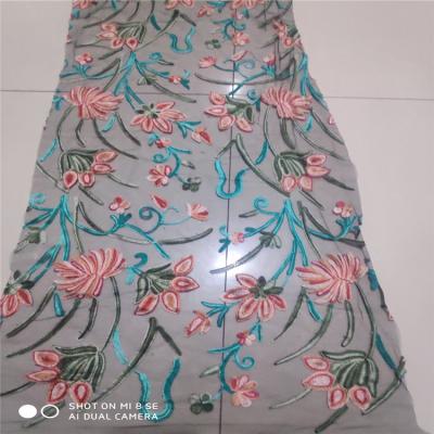 China High Quality Anti-static Wholesale LACE Embroidery Fabric Stock Floral 100 POLYESTER for sale