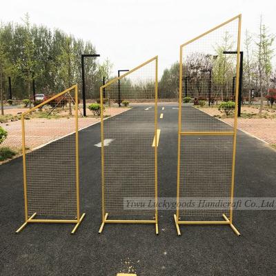 China LDJ1106 Square Shape Gold Plated Wedding Backdrop Decorative Stage Set Screen Square Metal Shape Iron Grid Stand For Wholesale for sale