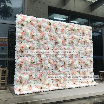 China lfb701 Soft Lavender Artificial Pink Orchids Flower Wall With Metal Frame Display Wedding Backdrop Floral Decoration For Events for sale