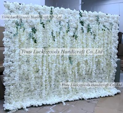 China LFB655 2.4x3m Silk Flower Plant Handmade Artificial Flower Wall Backdrop White Wholesale Luckygoods for sale