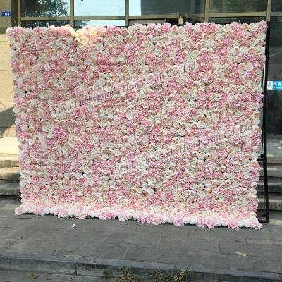 China LFB633 Soft Pink Color Elegant Flower Stage Backdrop High Quality Wedding Flower Wall For Wedding for sale