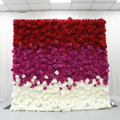 China Customized lfb1980 new flower design gradient color change artificial rose white flower rose wall rose hydrangea wedding for sale