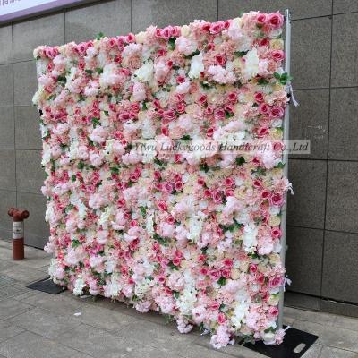 China Wedding Backdrop LFB1013 Silk Rose Artificial Flower Wall Backdrop Floral Flower Wall For Wedding for sale