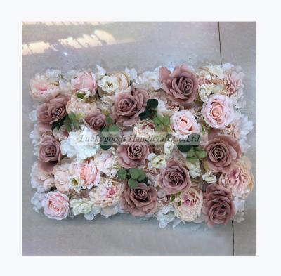 China Wholesale Customized Silk Flower Panels Beautiful Artificial Flowers LG20210105-24 Wedding Backdrop Wall Decoration for sale