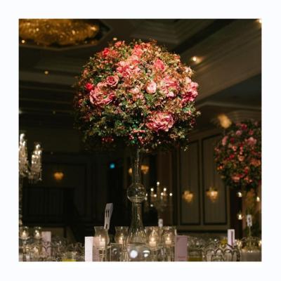 China Silk Peony Rose Flower Ball LFB1801 Fantastic New Customize Large Size Green Pink 75cm Flower Ball For Wedding Centerpieces for sale