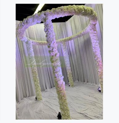 China Wedding LFB1754 White Silk Rose Round Arch Artificial Wedding Flower Hydrangea Gazebo Flower for sale