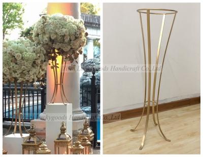 China European ldj757 1m gold color tall wedding flower table centerpiece metal stand event party decoration for sale