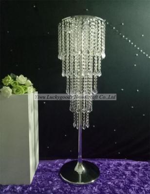 China Large Size Romantic Wedding Decoration 5layers Hanging Acrylic Crystal Beads Wedding Table Centerpiece Metal Flower Stand Party Event Table Decoration LDJ910 for sale