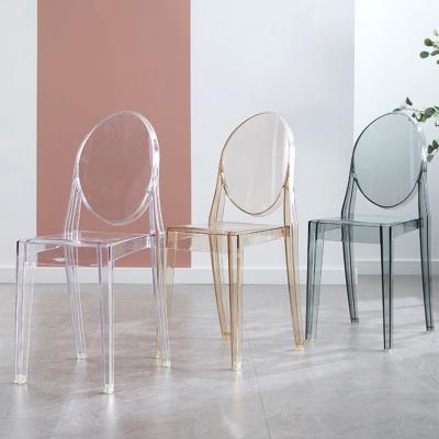 China EUROPEAN Modern Armless Acrylic Plastic Wedding Dining Chair Crystal Clear Transparent Ghost Chair Stackable for sale