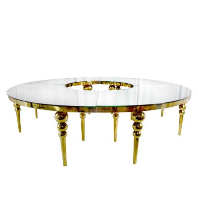 China Customized Luxury Glass Serpentine Wedding Table Half Moon Stainless Steel Home 2021 from Kizy for sale