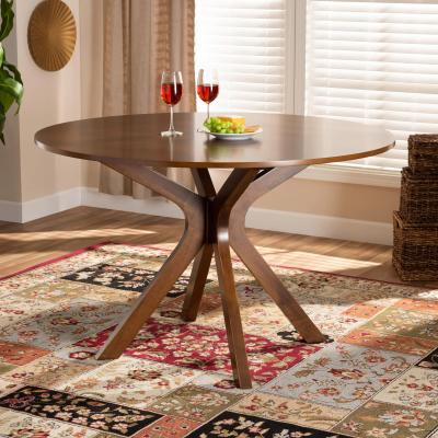 China Unique Design X Shape Leg Oak Wood Round Dining Table (Other) Adjustable Contemporary Dining Room Furniture for sale