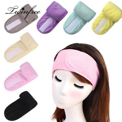 China Soft Cloth Logo Winter Accessories Custom Washable Bath Face Shower Spa Headband Fabric Stretch Towel Band Towel Band Winter Accessories for sale