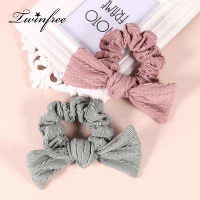 China New Fashion Women Fashion Elastic Winter Hair Tie Twist Braid Hair Band Creative Sweater Bow Scrunchies for sale