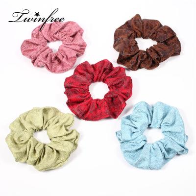 China Fashion New Hot Sale Custom Hair Tie For Girl Women Faux Leather Fabric Stretch Hair Scrunchies High Quality for sale