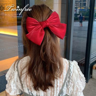 China Satin hair clip for hot sale amazon big bow girl women hairpin trend new satin hair clip for outdoor hairpin big bow hairpin silk accessories women girl for sale