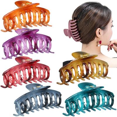 China Large Transparent Hair Claw Clip For Thick Hair 11cm Korean Flexible Hair Clip For Women Girls 8 Colors Large Transparent Hair Claw Clip For Thick Hair for sale