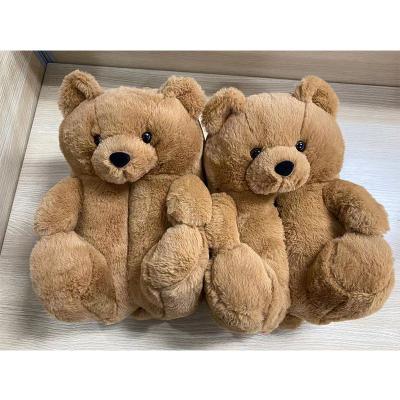 China 2021 New Arrivals Teddy Bear Slippers Wholesale Fuzzy Plush Style Slippers Bedroom 2021 New Teddy Bear Slippers For Women Girls for sale