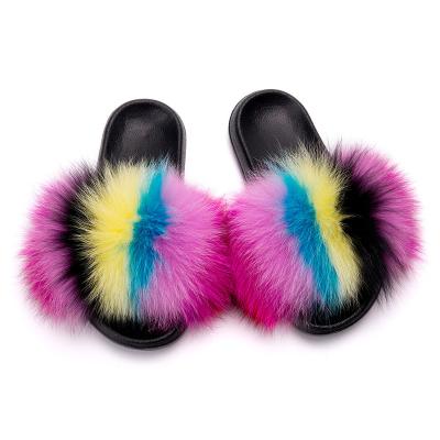 China 2021 new real fur slippers fashion trend promotion price outdoor slider sandals wholesale fur slippers smudge fur slippers for women for sale