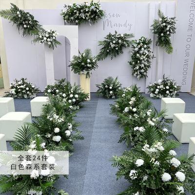 China Wedding Silk Green Wedding Hall Ceremony Mori Decorative Flowers Dotted Flower Row Flower Ball for sale