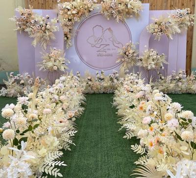 China Ceremony Hall Champagne Wedding Stage Decoration Wedding Backdrop Row Wedding Flowers Head Flowers Flower Row for sale