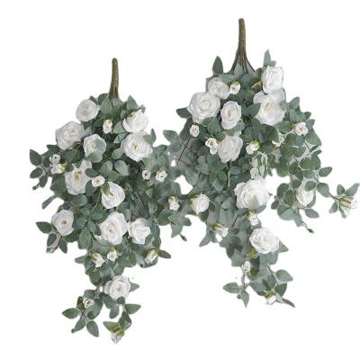 China Artificial Flower Rattan Vine Wall Hanging Simulation Rose Party Festival Home Room Decor Silk Props Wedding Decoration Plants for sale