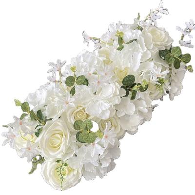 China Hot Selling Backdrop Silk Garland Home Party Decor Wedding Decoration Flower Wall 50cm Rose Peony Artificial Flower Row for sale