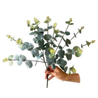 China Fast Shipping Plastic Artificial Green Plants Simulation Flower Home Room Garden Decor Artificial Eucalyptus Leaves Plastic for sale