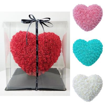 China Gift for Valentine's Day Gift 2023 Wedding Anniversary Gift Mothers Day Gift 2023 Valentines Day Gift Preserved Flower Box Customized Flower Boxes Love Shape Foam Artificial Rose Pe of heart for sale