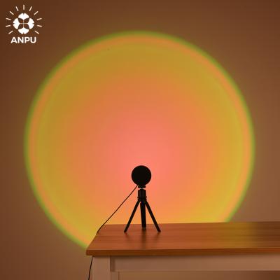 China Modern ANPU Led Rainbow Sunset Projection Floor Lighting Nordic Corner Living Room Stand Light Bedroom Projector Rotating Dream Floor for sale