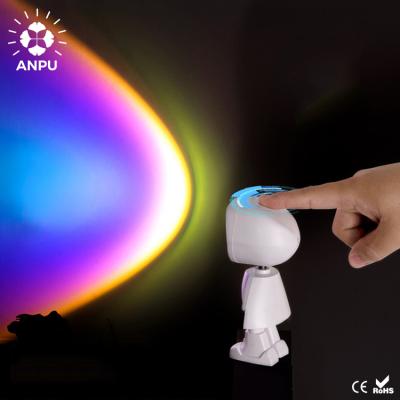 China ANPU 2021 new modern robot shape floor standing lamp rainbow sunset projector lamp modern smart led sunset light projection for sale