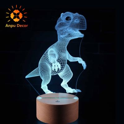 China Modern ANPU Decor 3D LED Night Light Desk LED Lamp Surprise Birthday Gift For Room Decorative Dinosaur for sale