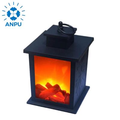 China Modern Dropshipping Led Portable Carbon Fire Flame Fashion Fireplace Lamp Lantern Retro Simulated Flame Lamp Flame Effect Lamp for sale