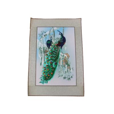 China Shu Embroidery Peacock Pictures White with the intangible cultural heritage Shuxiu-peacock of blue ornaments for sale