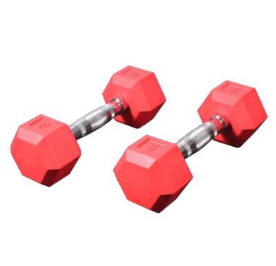 China Durable Wholesale Color Hex Rubber Coated Dumbbell for sale