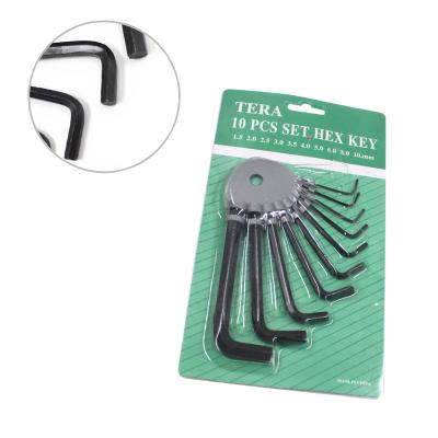 China 10PCS Carbon Steel Hex Key Master Chain Wrench Set Matte Black Hardware Finish Tools for sale