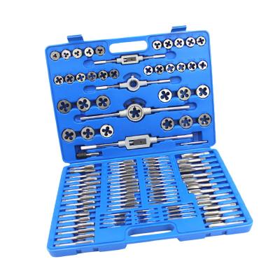 China Alloy Steel 110PCS M2 M18 Screw Nut Thread Tap Die Tool Kit With Wrench Handle Heavy Duty Tool Kit for sale