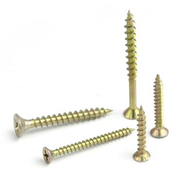 China Flat Yellow Zinc Construction Screw Double Torx Countersunk Screw Chipboard Wood Screw for sale