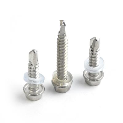 China HEX SS304 DIN7504K Hex Head Self Drilling Screws With PVC Washer for sale